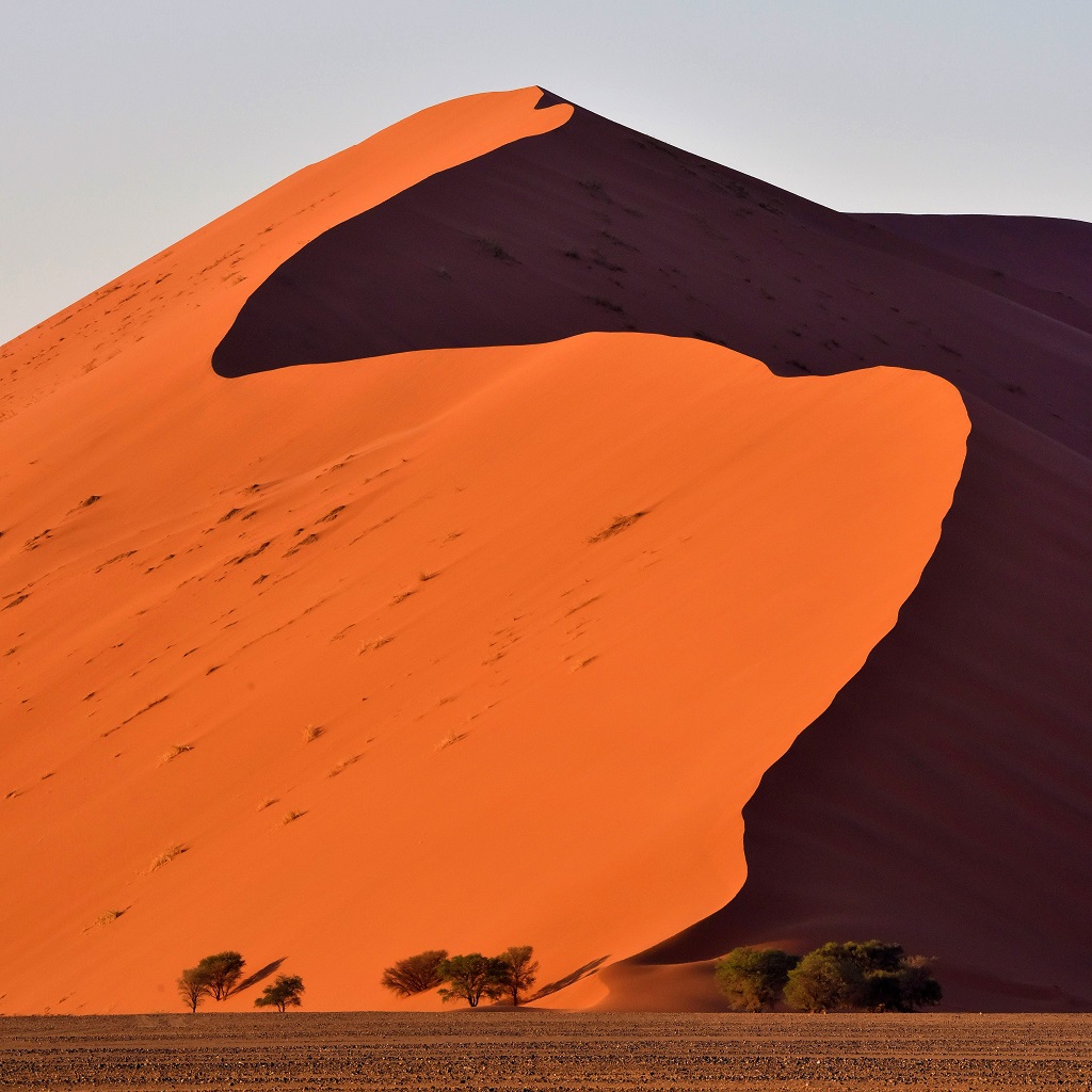 An image of sunrise over Dune 42, Sosussvlei, Namibia