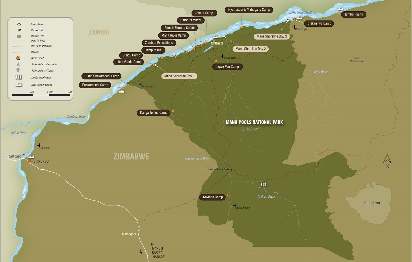 A map of Mana Pools
